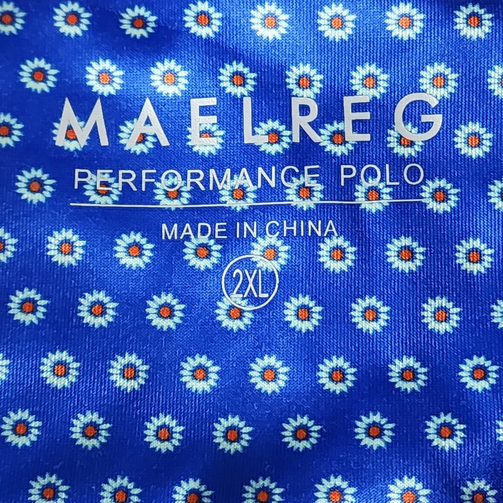 Maelreg Performance Golf Polo Shirt Floral Geometric Stretch Men's Size 2XL - Picture 5 of 8